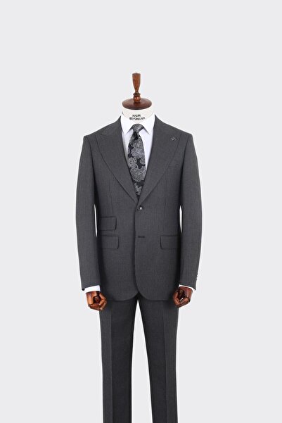 Kadir Büyükkaya Kırlangıç Yaka İki Düğmeli Erkek Takım Elbise-KAW1347W