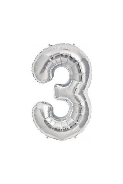 3 Rakam Folyo Balon Gümüş 75cm