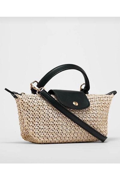 Mercan Women's Straw Knitted Mini Hand and Shoulder Bag - Stores