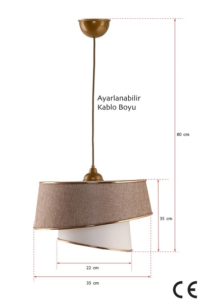 yamsan Manolya Modern Kumaş Başlıklı 2 katlı Yatak Odası Çocuk Odası Salon Mutfak Hol Avize