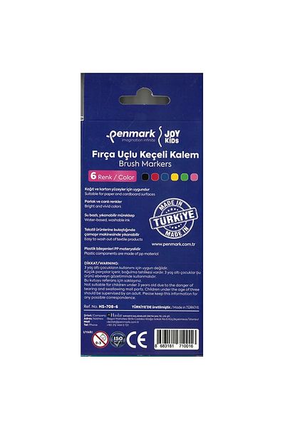 penmark Hs-708-06 Super Washable Brush Brush Tip Felt Pen Set of 6