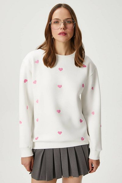 Ritnice Hanorac de damă Pretty White Pink Tiny Heart
