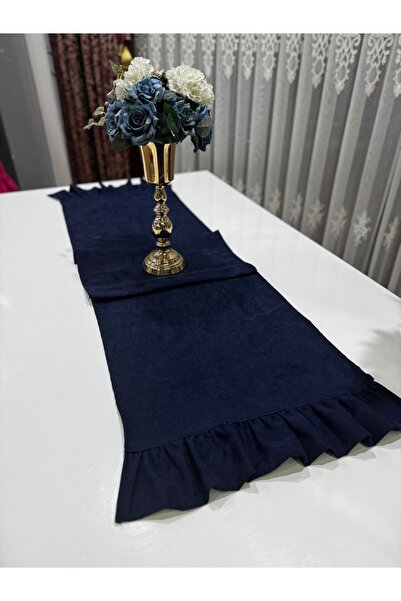 Kumru Çeyiz Soft Kadife Dokulu Fırfırlı Vintage Runner