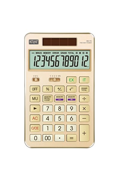 KRAF 12 Hane Masaüstü Hesap Makinesi Hm-170 Gd Altın
