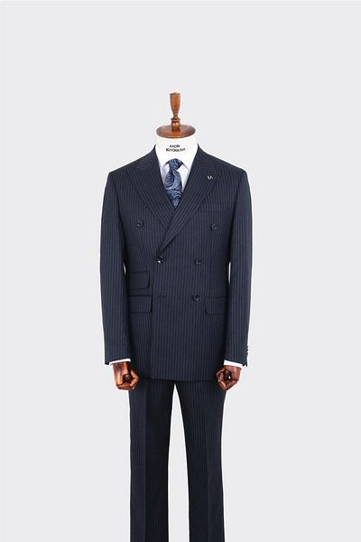 Kadir Büyükkaya Swallow Collar Double Breasted Men's Suit-Kaw1262W