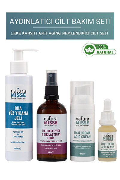 NaturaMisse Aydınlatıcı Cilt Bakım Seti Hyaluronik Leke Seti Akne Sivilce Kar...