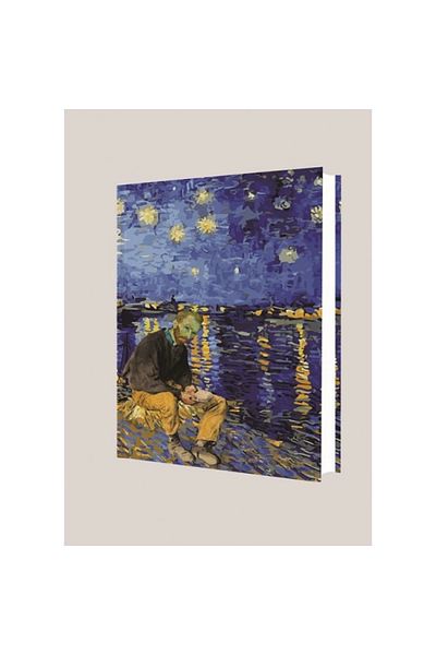 DEFFTER دفتر ملاحظات مخطط من فان جوخ - غلاف صلب مقاس 14 × 20، تحت عنوان مقهى الحصان، 96yp Art Of World