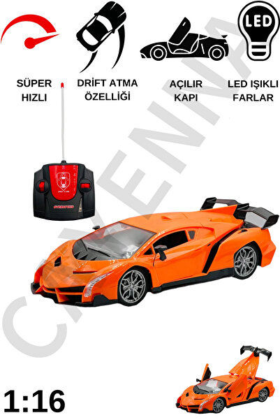 cayenna Oyuncak Kapıları Ve Bagajı Açılan Uzaktan Kumandalı Drift Arabası Süper Hızlı 1.16 Işıklı Spor Araba