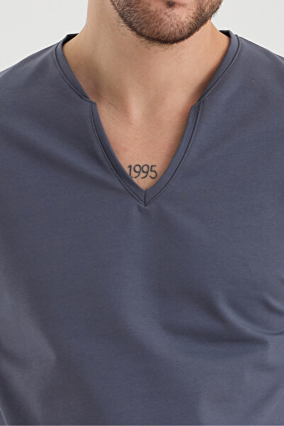 PELİTİSS 2 İplik Derin Yaka Uzun Kollu Sweattshirt