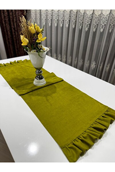 Kumru Çeyiz Soft Kadife Dokulu Fırfırlı Vintage Runner