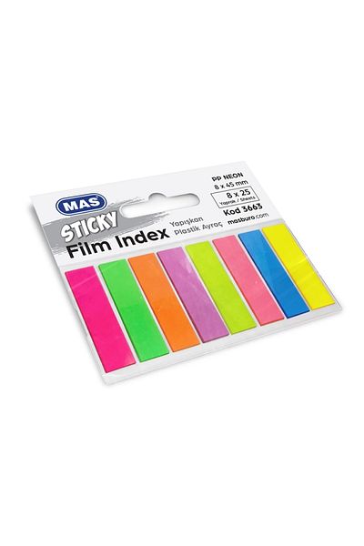 Mas 3663 Film Index Adhesive Pp. Bracket Quadrilateral 8X45Mm. 25 Sheets 8 Colors