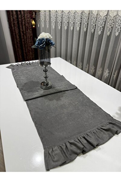 Kumru Çeyiz Soft Kadife Dokulu Fırfırlı Vintage Runner