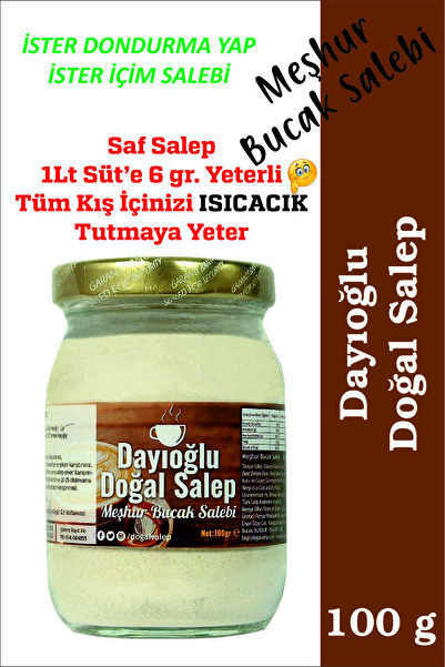 Dayıoğlu Doğal Sahlep Toz Salep Meşhur Bucak Sahlebi Dayıoğlu Dondurmalık Ve içim Salep 100 gr Salep