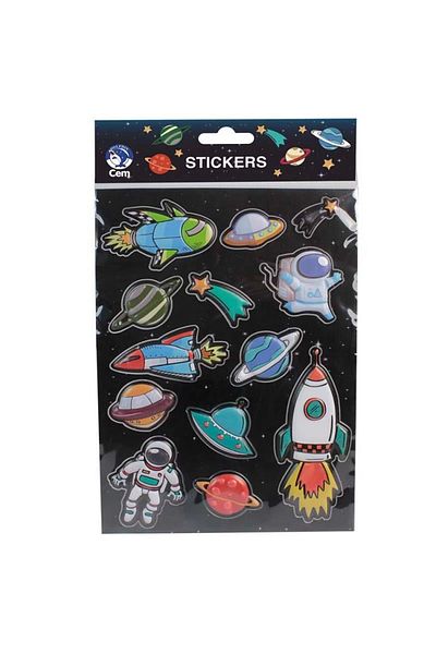 Dolphin Space Figure Embossed Sticker Spc-4673