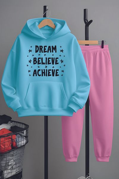 MYADA Set de trening cu imprimeu Dream Believe Achieve - Design special 22437-4