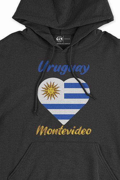 Cix Μαύρο φούτερ με κουκούλα με σημαία Montevideo Uruguay