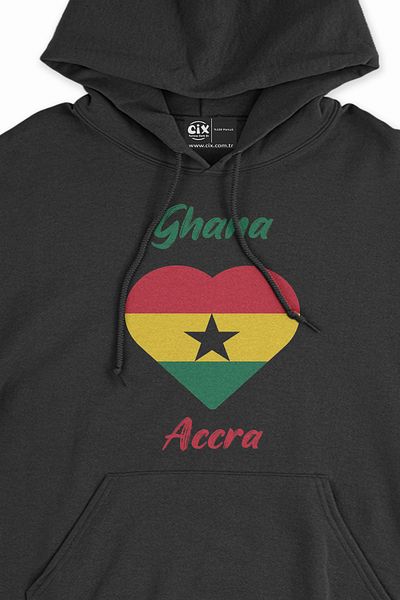 Cix Hanorac negru Accra Ghana Flag Heart Heart