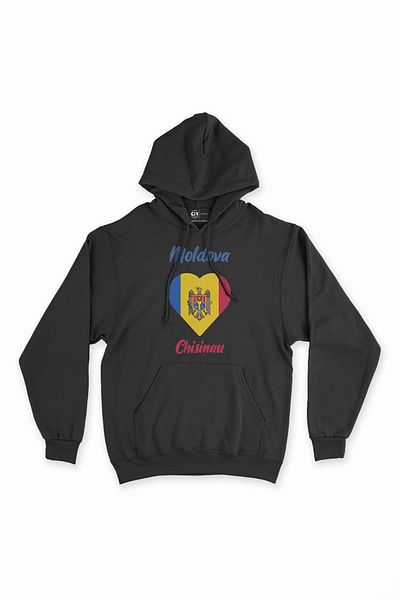 Cix Chișinău Moldova Flag Heart Hanorac Negru Hanorac