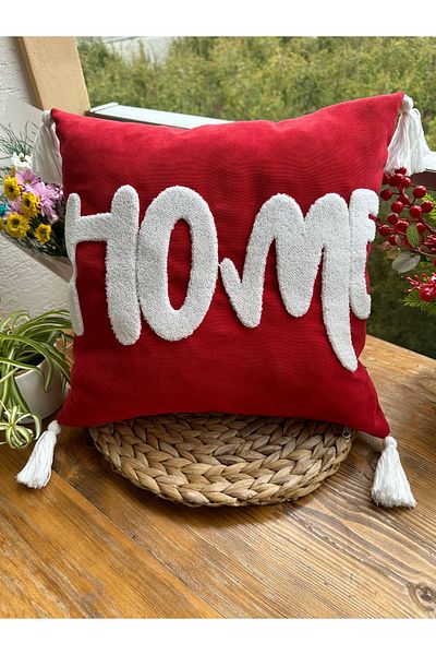 en gözde home New Year Christmas Themed Punch Embroidered Throw Pillow Cover