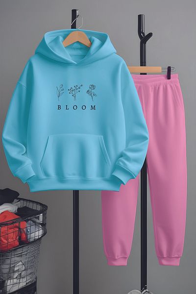 MYADA Set de trening cu fund cu imprimeu Bloom Flowers cu design personalizat 22012