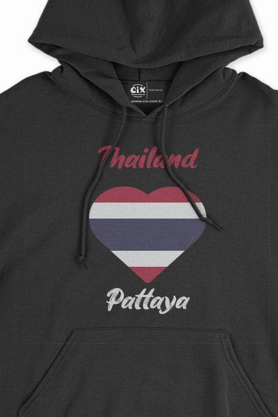 Cix Hanorac negru pentru femei Pattaya Thailand - Inimă și hanorac