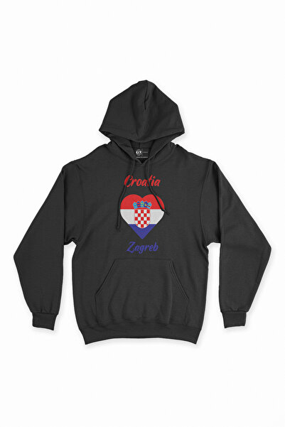 Cix Zagreb Hrvatska Zastava Srce Crna Dukserica Hoodie