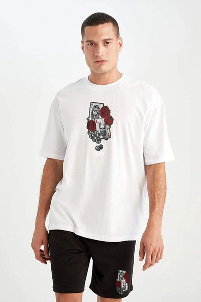 Pink Sky Men's Card Printed Tshirt Shorts Set