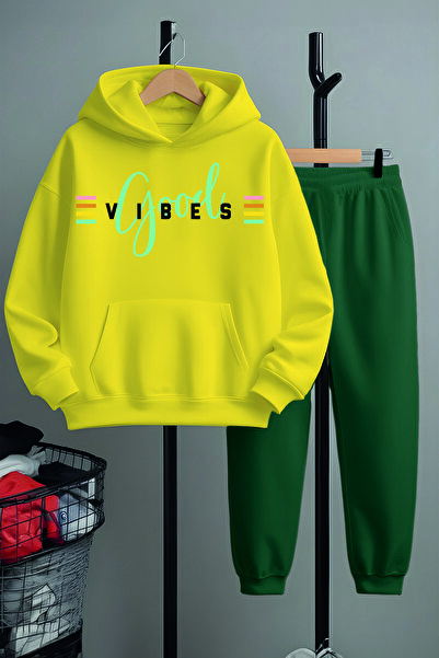 MYADA Set de trening unisex Good Vibes cu imprimeu de jos și de sus 22435