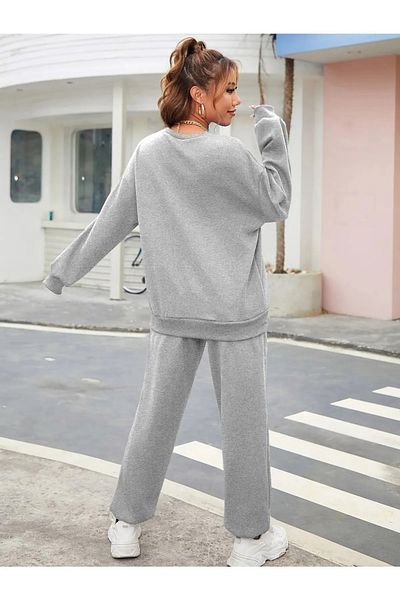 Pink Sky طقم سويت شيرت نسائي بطبعة واحدة، بدلة رياضية من الأسفل والأعلى