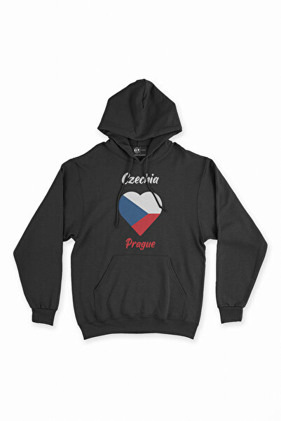 Cix Prag, Češka Republika, zastava, srce, crna majica sa kapuljačom
