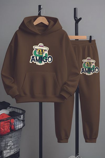 MYADA Момчешки спортен екип с щампа Amigos, оригинален дизайн, 22440