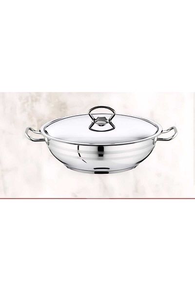 Bestinox Stainless Flat Pot - 34X14 Cm, Steel Lid, 10 Lt - 430 Mhyhm1075