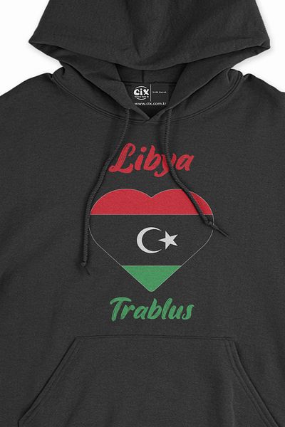 Cix Hanorac negru cu hanorac cu inimă drapel Tripoli Libia