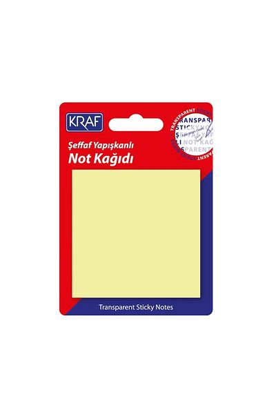 KRAF 7676tr Yellow Transparent Note Paper - Adhesive, 50yp, 76x76mm