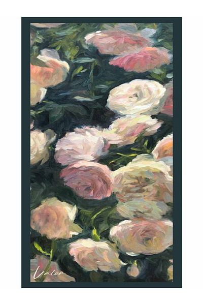 VALORSCARF Rose Pattern Cotton Silk Shawl