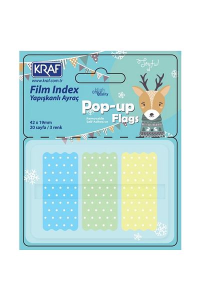 KRAF Pop-up Adhesive Transparent Film Index Polka Dot 3 Colors X 20 Sheets 42x19mm