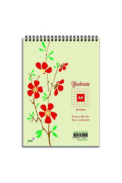 DEFFTER لوحة مذكرة حلزونية مقاس 21 × 29.7 سم مقاس A4 - 80 جرامًا. 50 صفحة مربعة