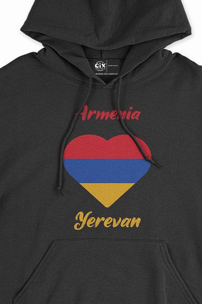Cix Erevan Armenia Flag Heart Hanorac negru Hanorac