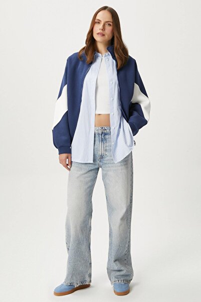 Ritnice Γυναικείο φούτερ με φερμουάρ Gorce γιακά Navy Blue Oversize