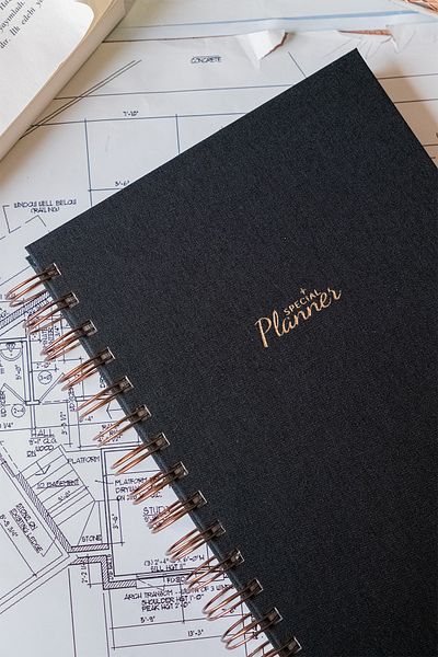 Fobinote Планер с твърди корици А5, ленен, спирален, черен (UNLIMITED PLANNER DATE)