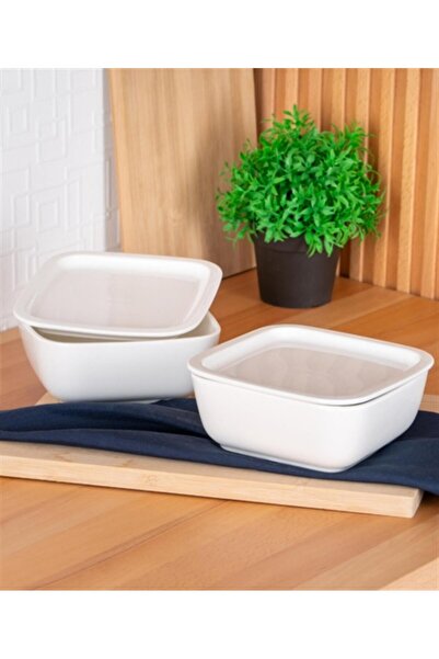 şirineşyalarım وعاء فرن مربع بغطاء من بيانكو بيرلا - 14 سم