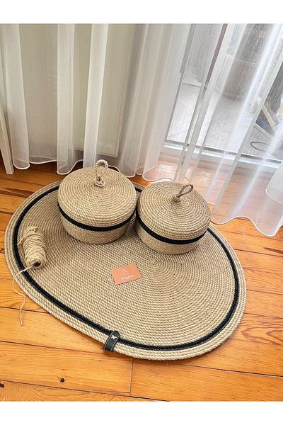 Bohemahomedecor Οργανωτής ψάθινο καλάθι από γιούτα με καπάκι διακοσμητικό καλάθι