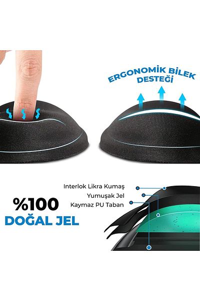 Boldy Silicone Gel Mouse Pad with Wrist Support Non-Slip Mouse Pad Gel Mousepad Silicone Mouse Pad Red Mouse