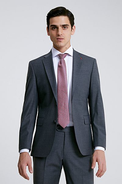 D'S Damat Slim Fit Gray Wool Travel Suit