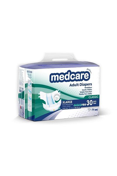 MEDCARE Adult Patient Diapers Xlarge Classic (Extra Large Size) 30 Pieces