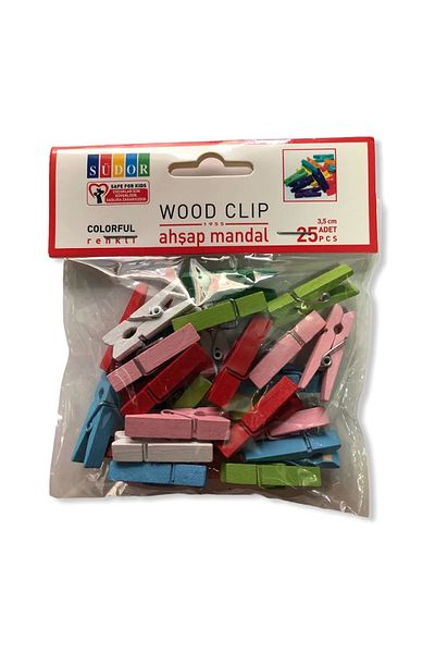Südor Bs130 Wooden Peg Large 3.5 Cm 25 Pieces Colorful