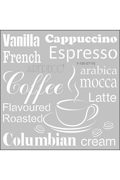 Artdeco Stencil 30x30cm Coffee Words 115