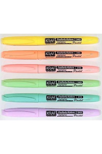 KRAF 6-Piece Pastel Color Highlighter Pen Type
