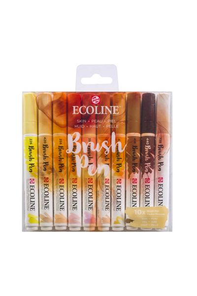Talens Ecoline Brush Pen - Drawing Pen with Brush Tip Set of 10