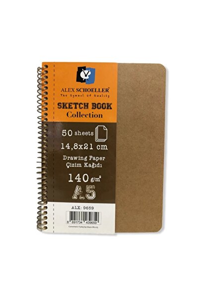 Alex Schoeller Alex A5 Eskiz Blok Defter 140gr.50yp. Spiralli Sert Kapak Sketch